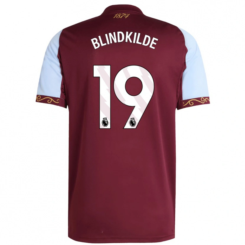Danxen Homme Maillot Laura Blindkilde #19 Bourgogne Bleu Ciel Tenues Domicile 2025/26 T-Shirt