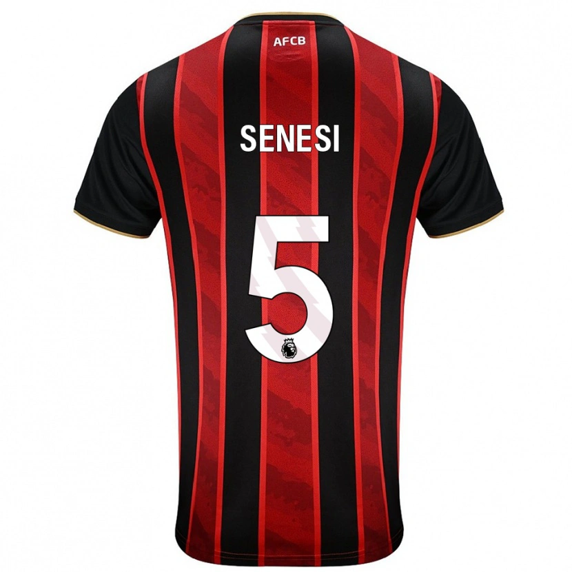 Danxen Homme Maillot Marcos Senesi #5 Rouge Noir Tenues Domicile 2025/26 T-Shirt