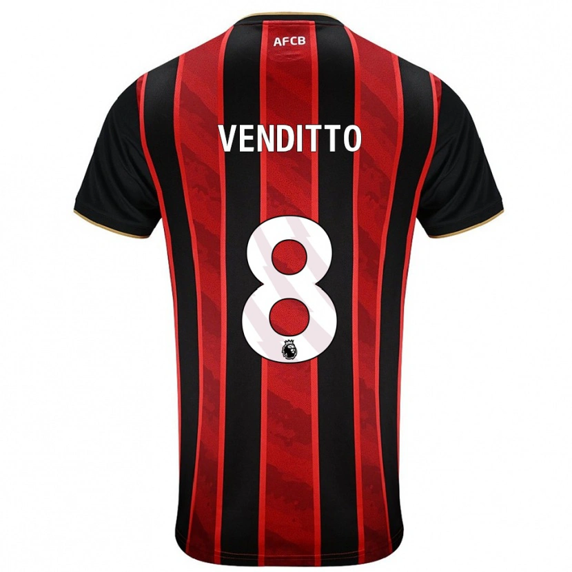 Danxen Homme Maillot Olivia Venditto #8 Rouge Noir Tenues Domicile 2025/26 T-Shirt