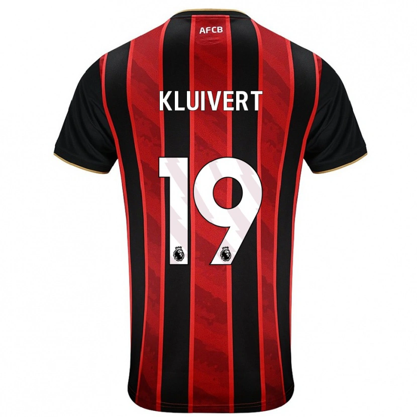 Danxen Homme Maillot Justin Kluivert #19 Rouge Noir Tenues Domicile 2025/26 T-Shirt
