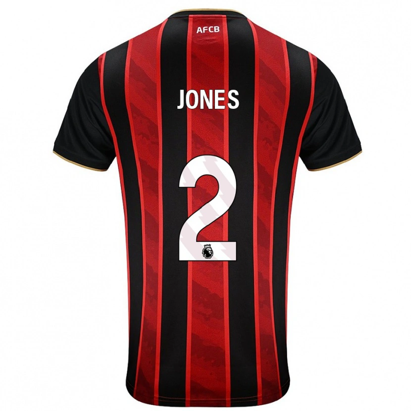 Danxen Homme Maillot Abby Jones #2 Rouge Noir Tenues Domicile 2025/26 T-Shirt