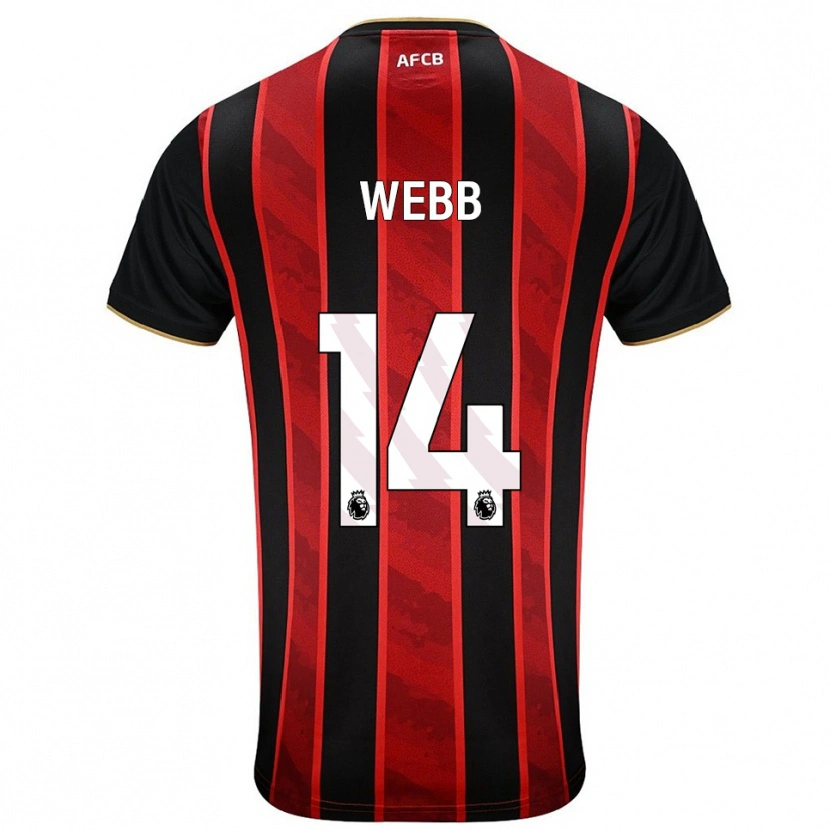 Danxen Homme Maillot Harry Webb #14 Rouge Noir Tenues Domicile 2025/26 T-Shirt