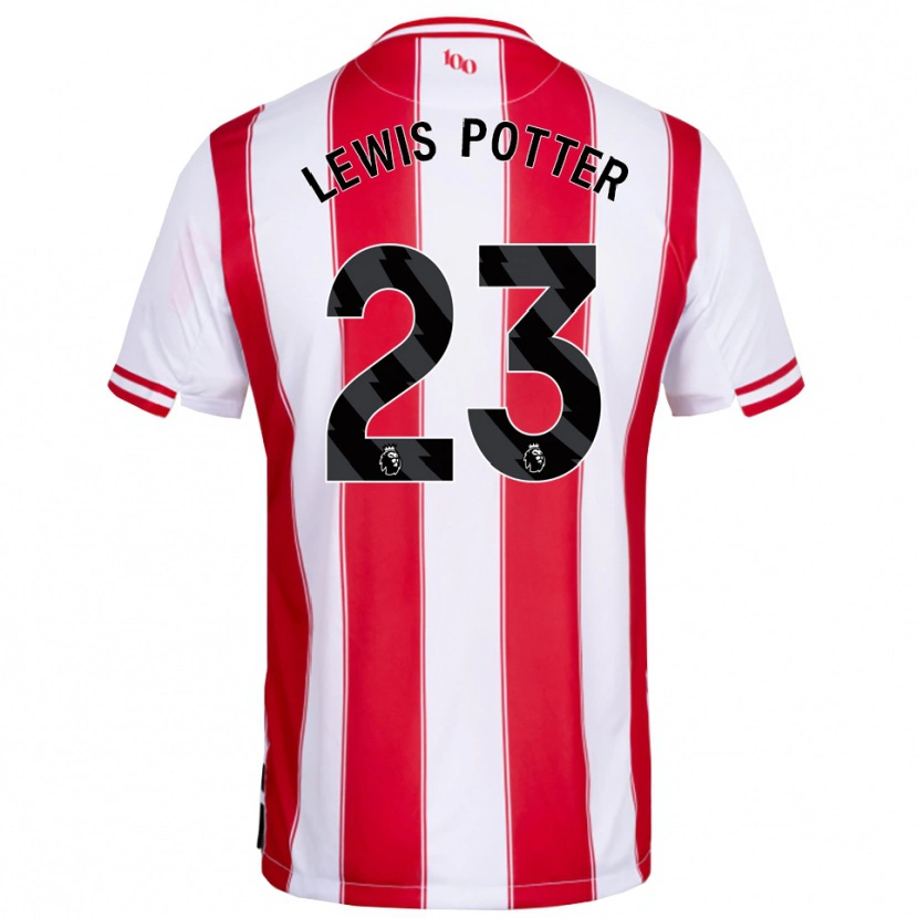 Danxen Homme Maillot Keane Lewis-Potter #23 Rouge Blanc Tenues Domicile 2025/26 T-Shirt