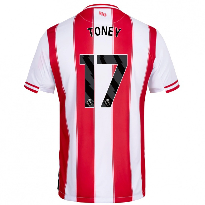 Danxen Homme Maillot Ivan Toney #17 Rouge Blanc Tenues Domicile 2025/26 T-Shirt