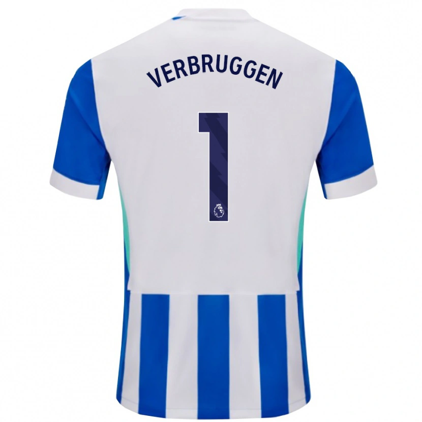 Danxen Homme Maillot Bart Verbruggen #1 Bleu Blanc Tenues Domicile 2025/26 T-Shirt
