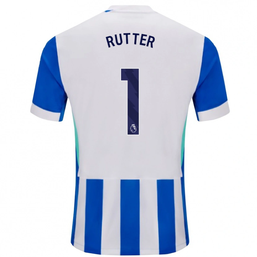 Danxen Homme Maillot William Rutter #1 Bleu Blanc Tenues Domicile 2025/26 T-Shirt
