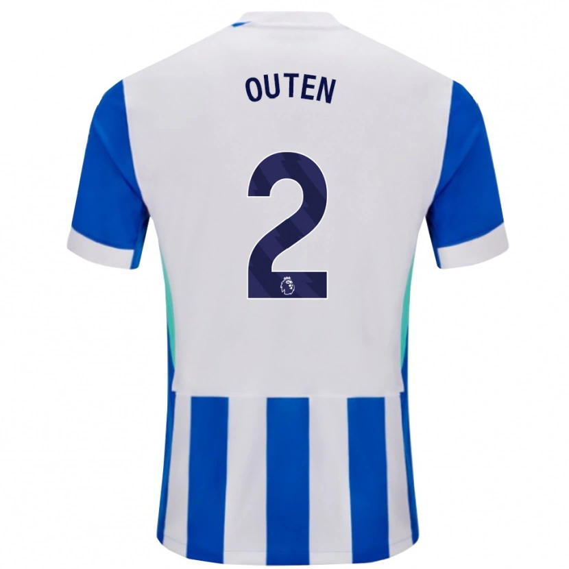 Danxen Homme Maillot Theo Outen #2 Bleu Blanc Tenues Domicile 2025/26 T-Shirt