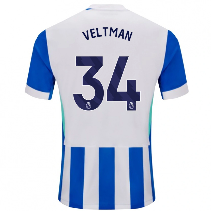 Danxen Homme Maillot Joël Veltman #34 Bleu Blanc Tenues Domicile 2025/26 T-Shirt