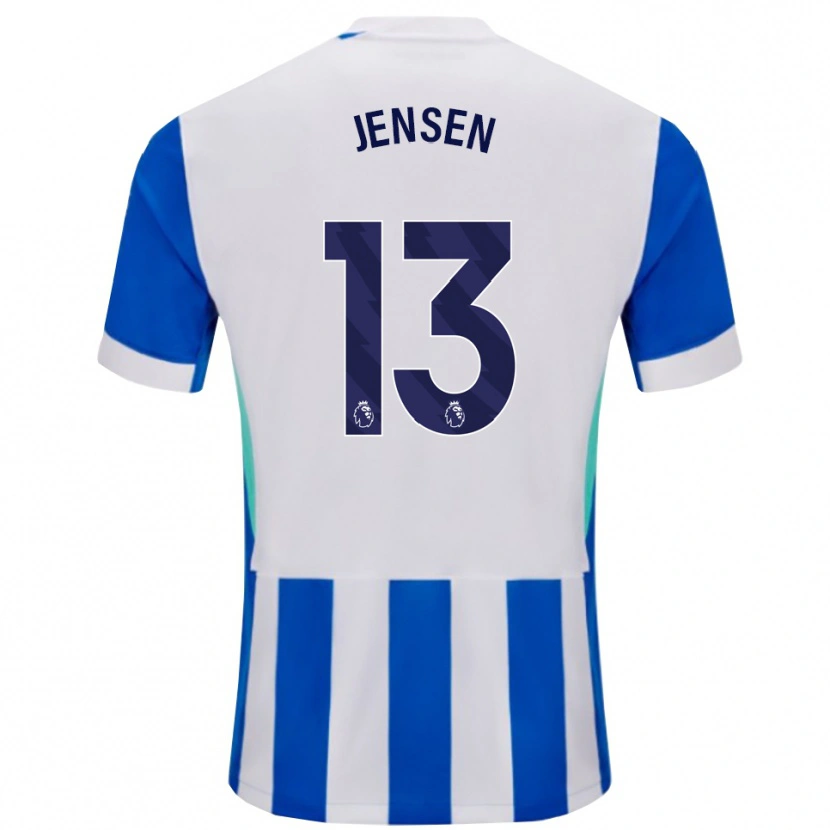 Danxen Homme Maillot Sebastian Jensen #13 Bleu Blanc Tenues Domicile 2025/26 T-Shirt