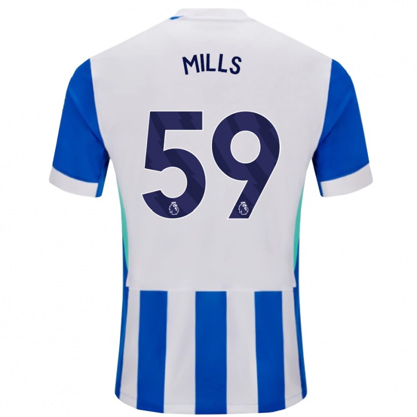 Danxen Homme Maillot Harry Mills #59 Bleu Blanc Tenues Domicile 2025/26 T-Shirt