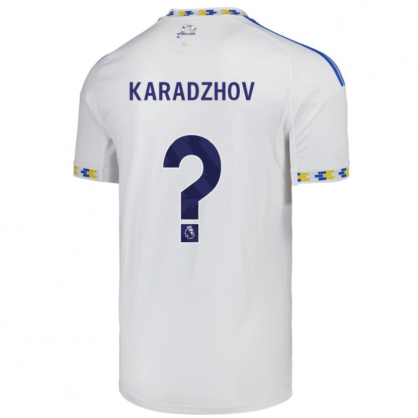 Danxen Homme Maillot Viktor Karadzhov #0 Blanc Bleu Tenues Domicile 2025/26 T-Shirt