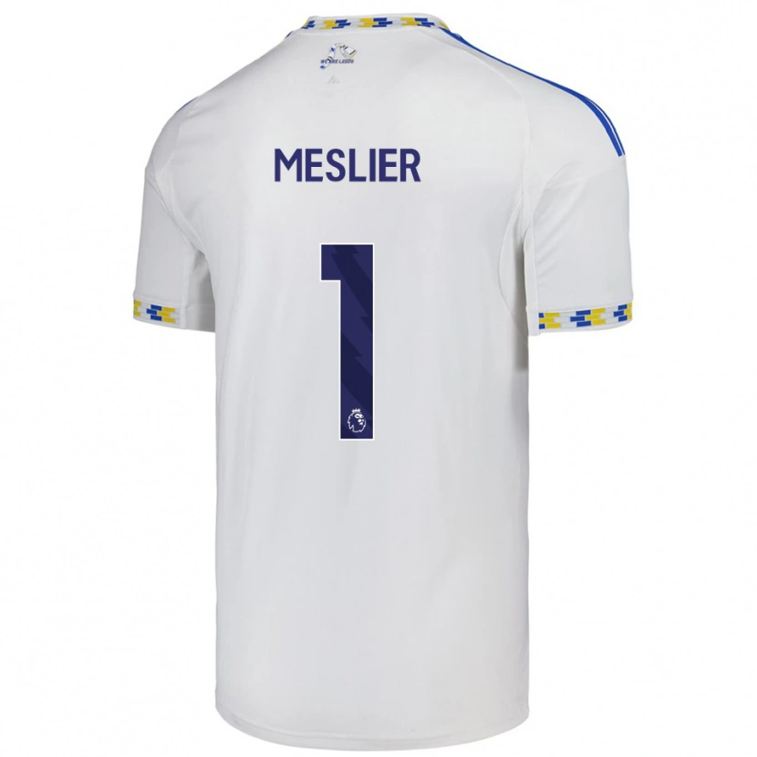 Danxen Homme Maillot Illan Meslier #1 Blanc Bleu Tenues Domicile 2025/26 T-Shirt