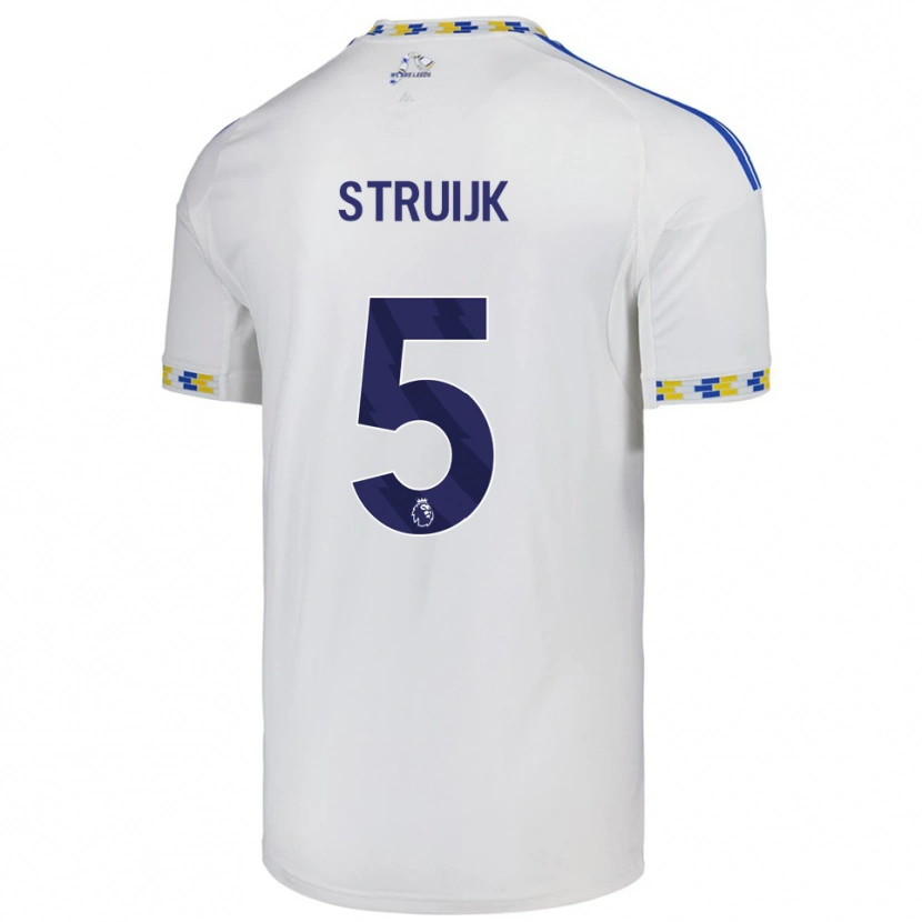 Danxen Homme Maillot Pascal Struijk #5 Blanc Bleu Tenues Domicile 2025/26 T-Shirt