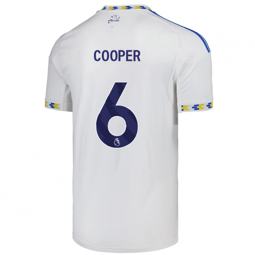 Danxen Homme Maillot Liam Cooper #6 Blanc Bleu Tenues Domicile 2025/26 T-Shirt