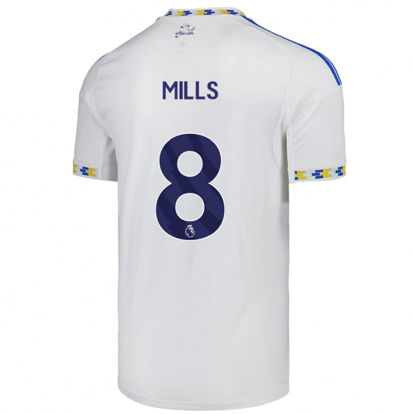 Danxen Homme Maillot Callum Mills #8 Blanc Bleu Tenues Domicile 2025/26 T-Shirt