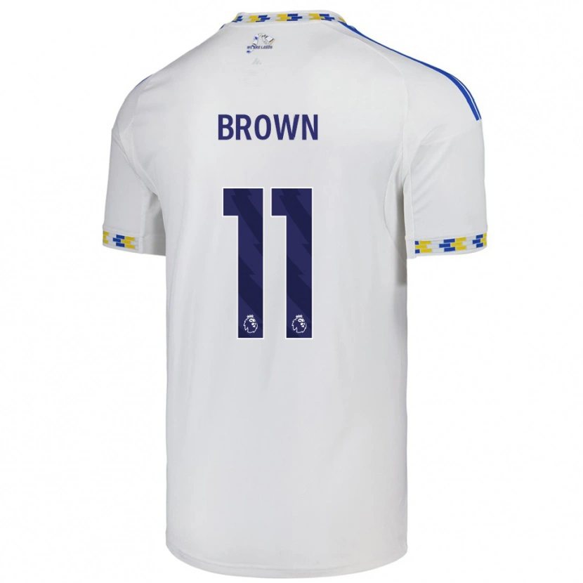 Danxen Homme Maillot Abbie Brown #11 Blanc Bleu Tenues Domicile 2025/26 T-Shirt