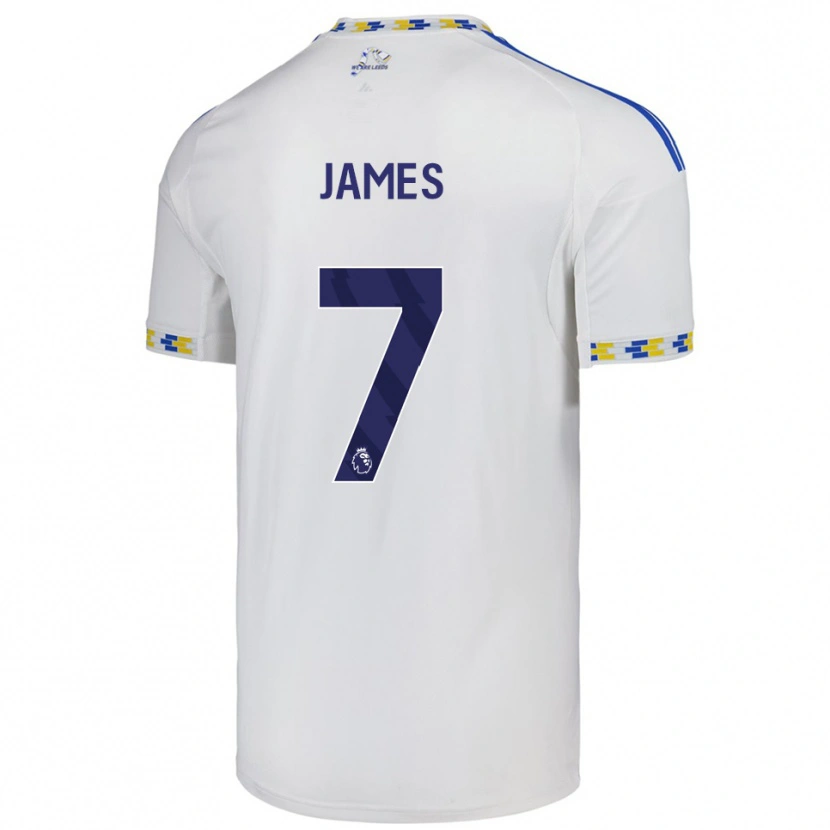 Danxen Homme Maillot Daniel James #7 Blanc Bleu Tenues Domicile 2025/26 T-Shirt
