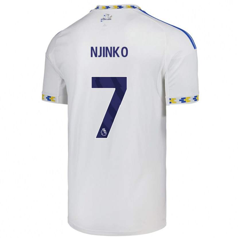 Danxen Homme Maillot Carrick Njinko #7 Blanc Bleu Tenues Domicile 2025/26 T-Shirt