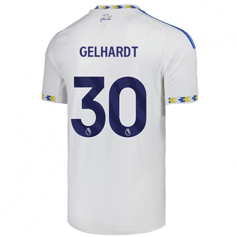 Danxen Homme Maillot Joe Gelhardt #30 Blanc Bleu Tenues Domicile 2025/26 T-Shirt