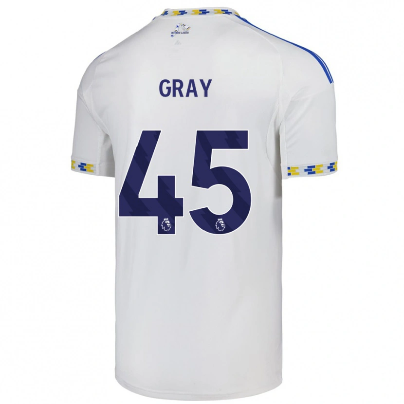 Danxen Homme Maillot Harry Gray #45 Blanc Bleu Tenues Domicile 2025/26 T-Shirt