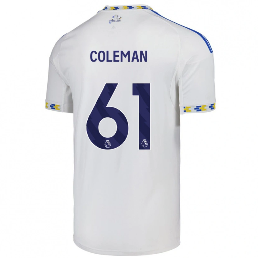 Danxen Homme Maillot Cian Coleman #61 Blanc Bleu Tenues Domicile 2025/26 T-Shirt