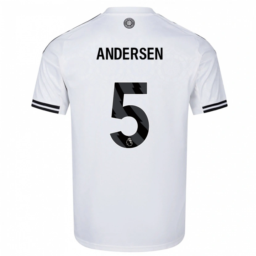 Danxen Homme Maillot Joachim Andersen #5 Blanc Noir Tenues Domicile 2025/26 T-Shirt