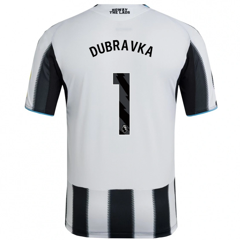 Danxen Homme Maillot Martin Dúbravka #1 Noir Blanc Tenues Domicile 2025/26 T-Shirt