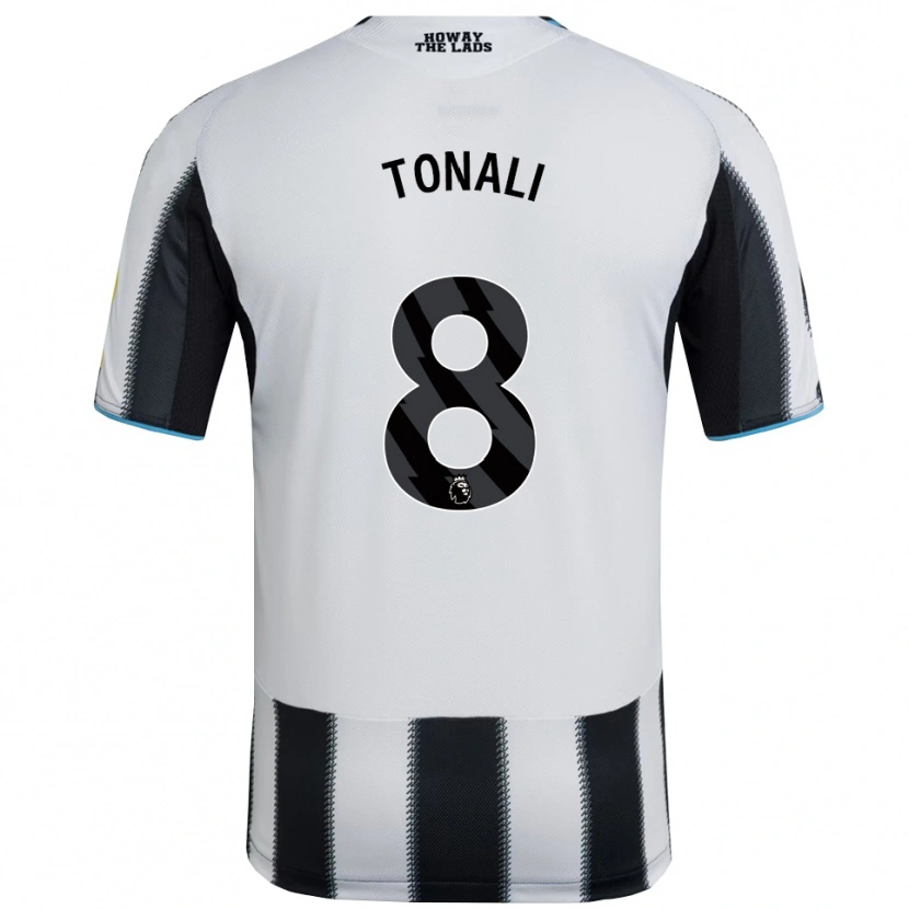Danxen Homme Maillot Sandro Tonali #8 Noir Blanc Tenues Domicile 2025/26 T-Shirt