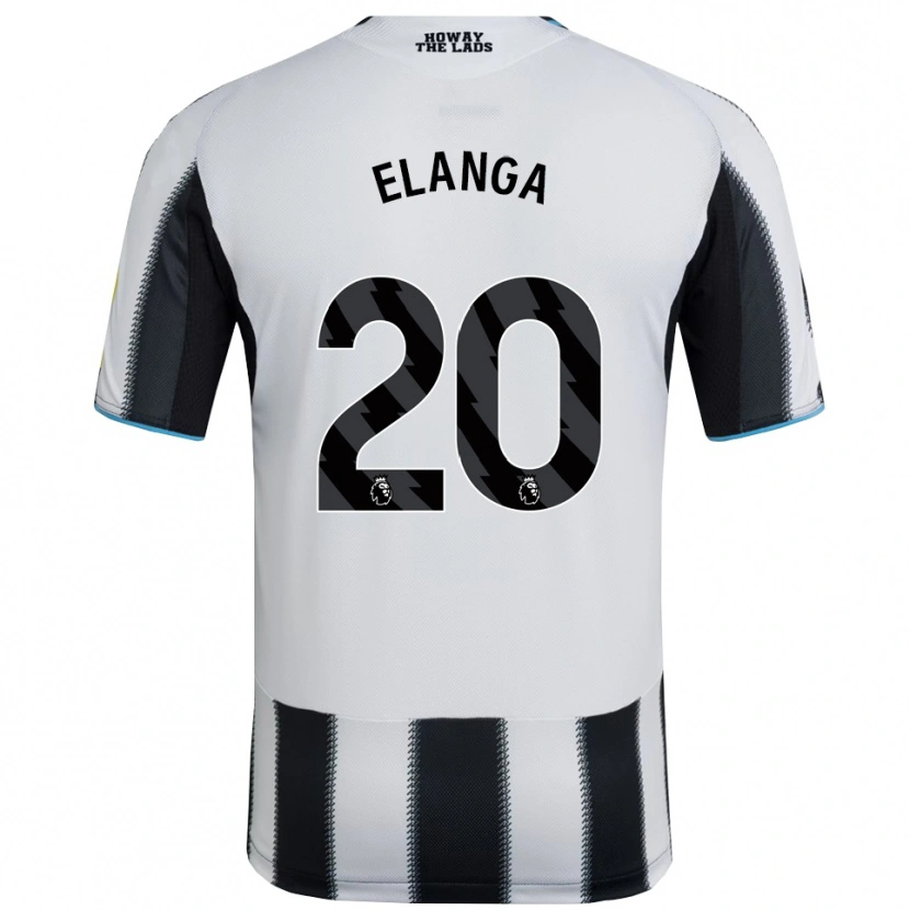 Danxen Homme Maillot Anthony Elanga #20 Noir Blanc Tenues Domicile 2025/26 T-Shirt