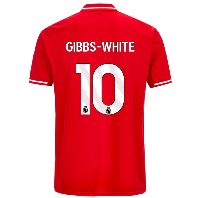 Danxen Homme Maillot Morgan Gibbs-White #10 Rouge Blanc Tenues Domicile 2025/26 T-Shirt
