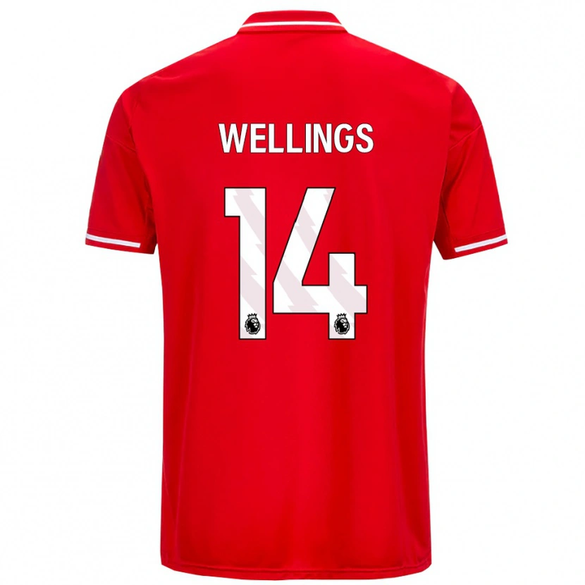 Danxen Homme Maillot Charlie Wellings #14 Rouge Blanc Tenues Domicile 2025/26 T-Shirt