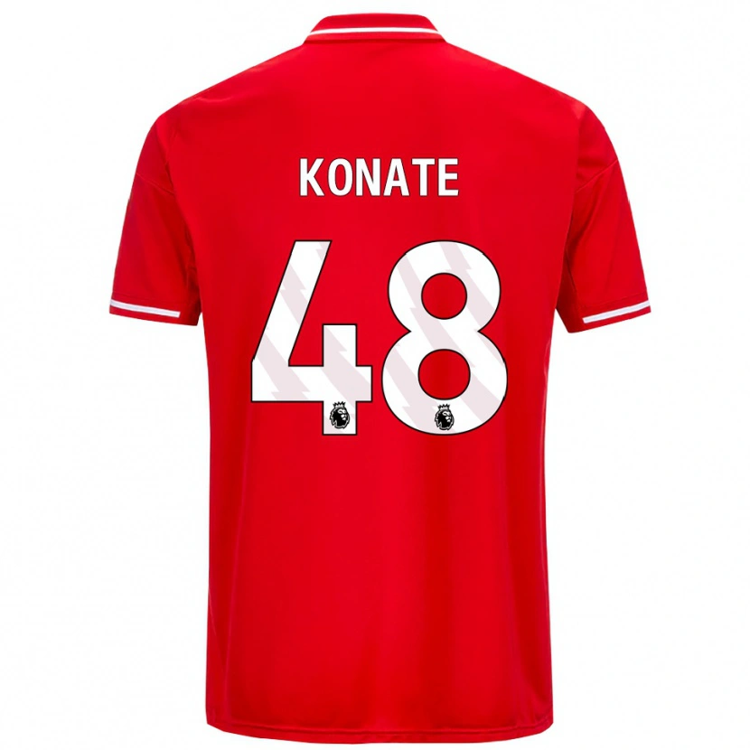 Danxen Homme Maillot Ateef Konaté #48 Rouge Blanc Tenues Domicile 2025/26 T-Shirt
