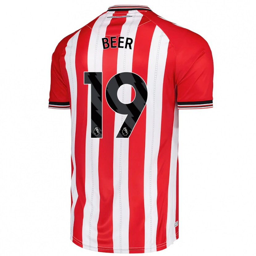 Danxen Homme Maillot Megan Beer #19 Rouge Blanc Tenues Domicile 2025/26 T-Shirt
