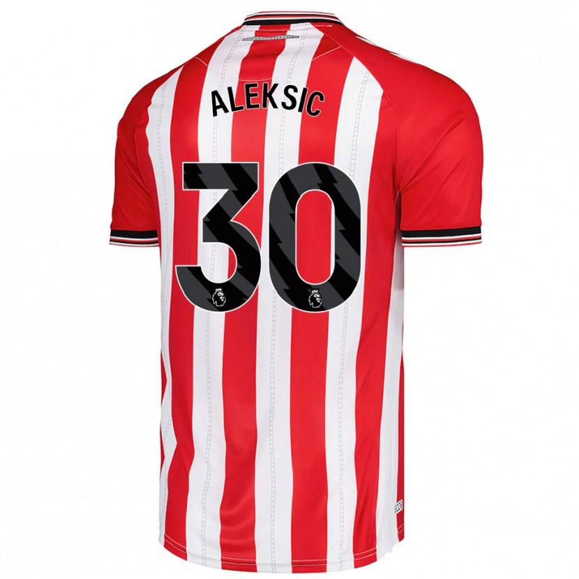 Danxen Homme Maillot Milan Aleksic #30 Rouge Blanc Tenues Domicile 2025/26 T-Shirt