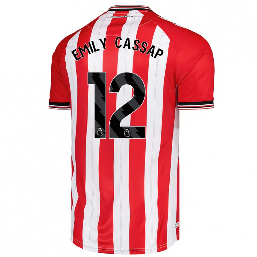 Danxen Homme Maillot Emily Cassap #12 Rouge Blanc Tenues Domicile 2025/26 T-Shirt