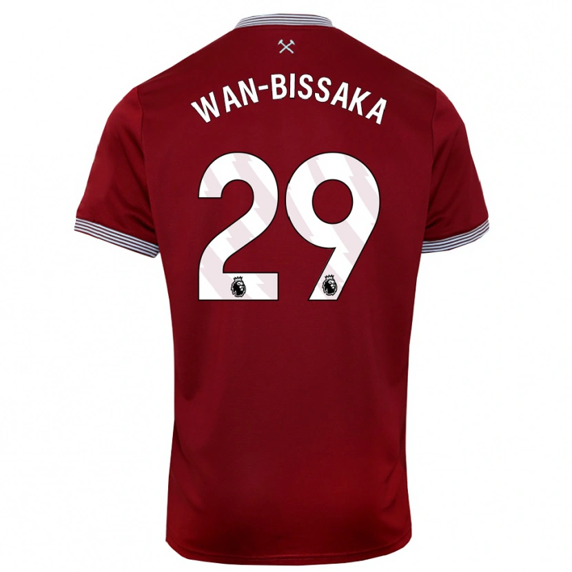 Danxen Homme Maillot Aaron Wan-Bissaka #29 Bourgogne Blanc Tenues Domicile 2025/26 T-Shirt