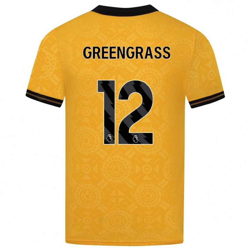 Danxen Homme Maillot Charlotte Greengrass #12 Jaune Noir Tenues Domicile 2025/26 T-Shirt