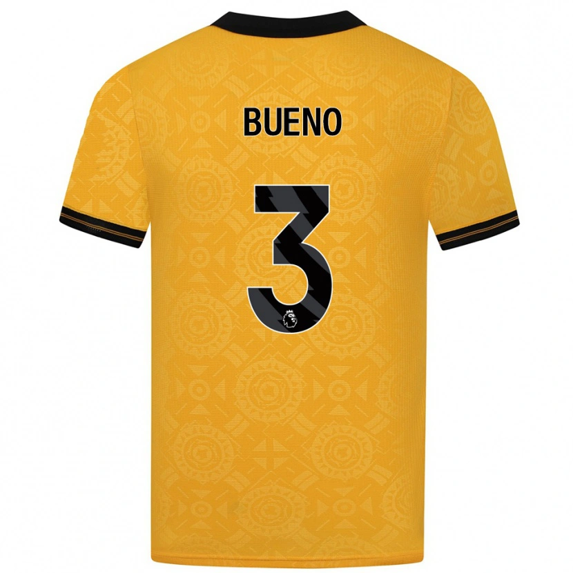Danxen Homme Maillot Hugo Bueno #3 Jaune Noir Tenues Domicile 2025/26 T-Shirt