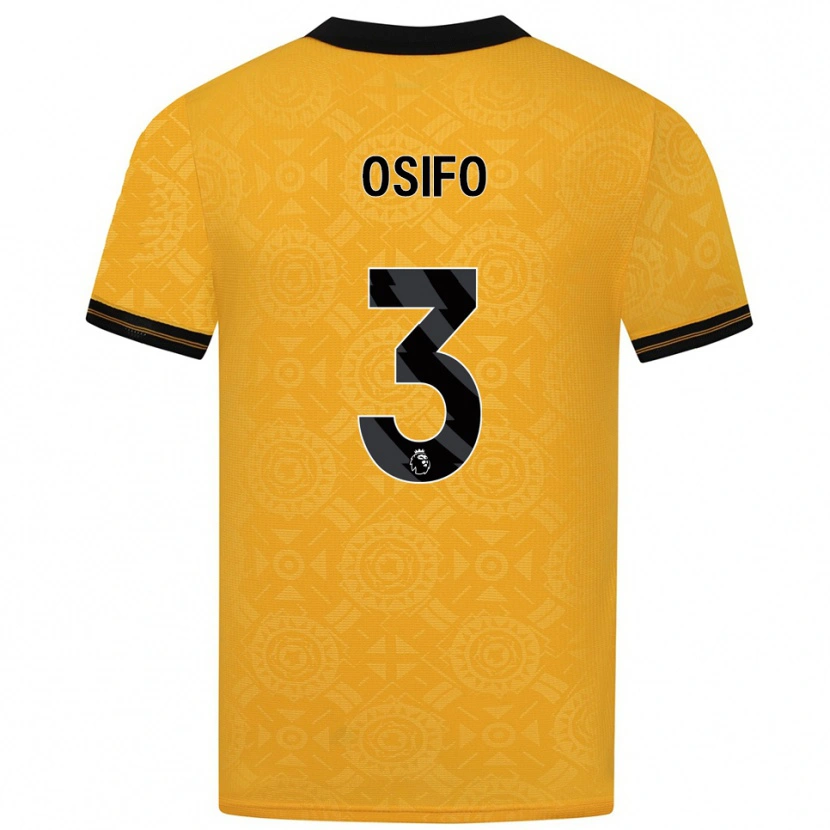 Danxen Homme Maillot David Osifo #3 Jaune Noir Tenues Domicile 2025/26 T-Shirt