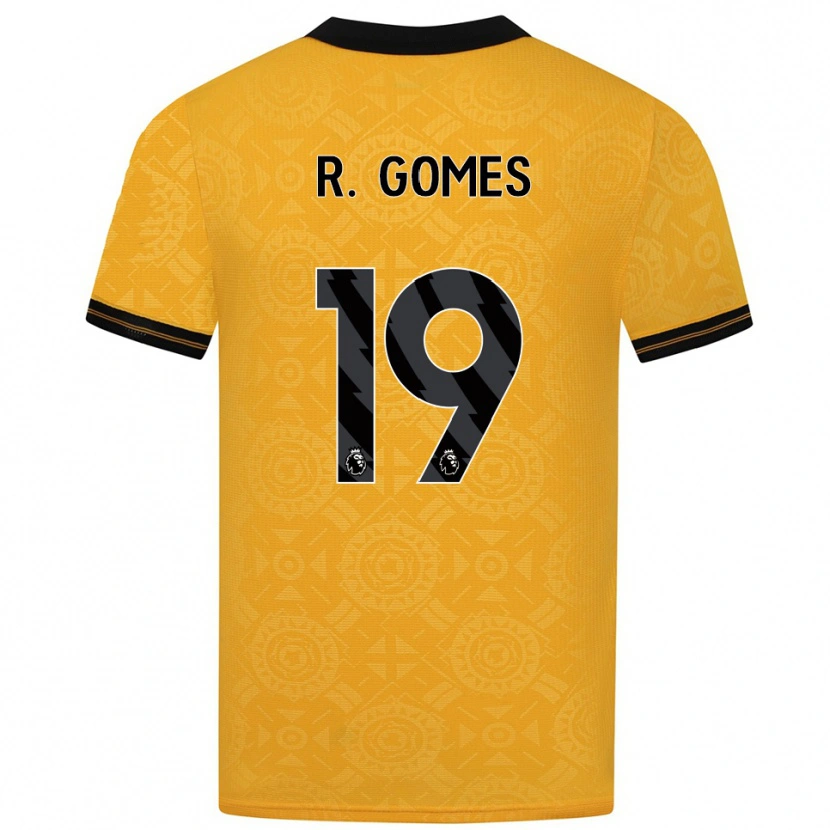 Danxen Homme Maillot Rodrigo Gomes #19 Jaune Noir Tenues Domicile 2025/26 T-Shirt