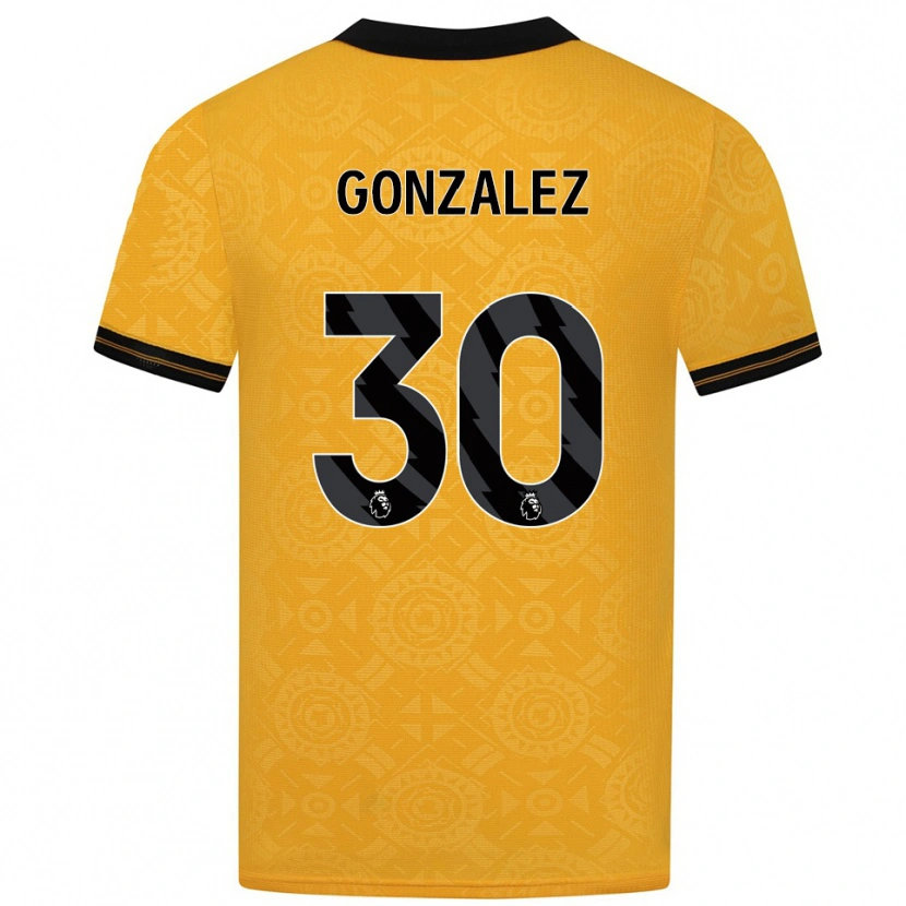 Danxen Homme Maillot Enso González #30 Jaune Noir Tenues Domicile 2025/26 T-Shirt