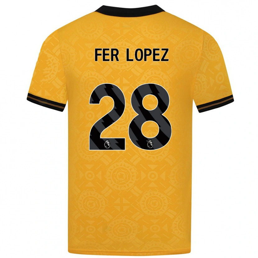 Danxen Homme Maillot Fer López #28 Jaune Noir Tenues Domicile 2025/26 T-Shirt
