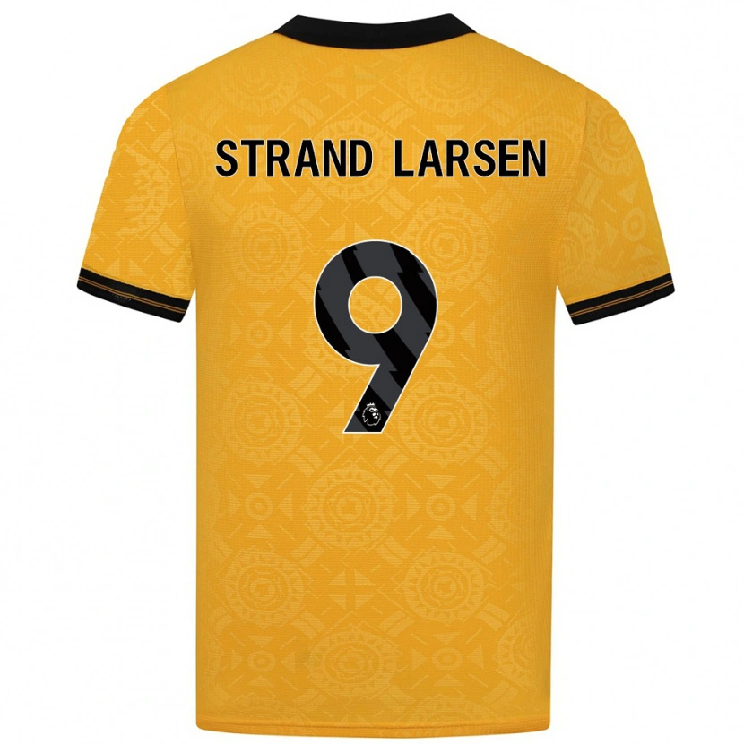 Danxen Homme Maillot Jørgen Strand Larsen #9 Jaune Noir Tenues Domicile 2025/26 T-Shirt