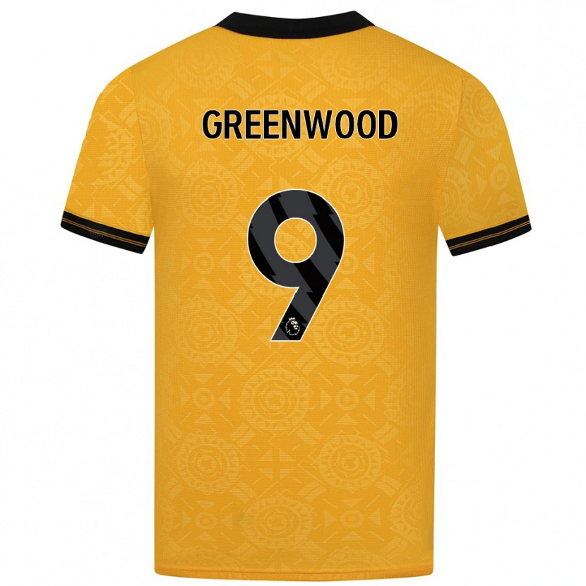 Danxen Homme Maillot Jashayde Greenwood #9 Jaune Noir Tenues Domicile 2025/26 T-Shirt