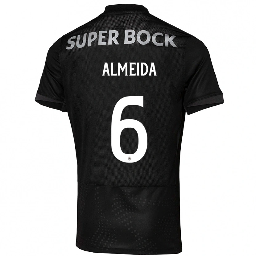 Danxen Homme Maillot Martim Almeida #6 Noir Blanc Tenues Extérieur 2025/26 T-Shirt