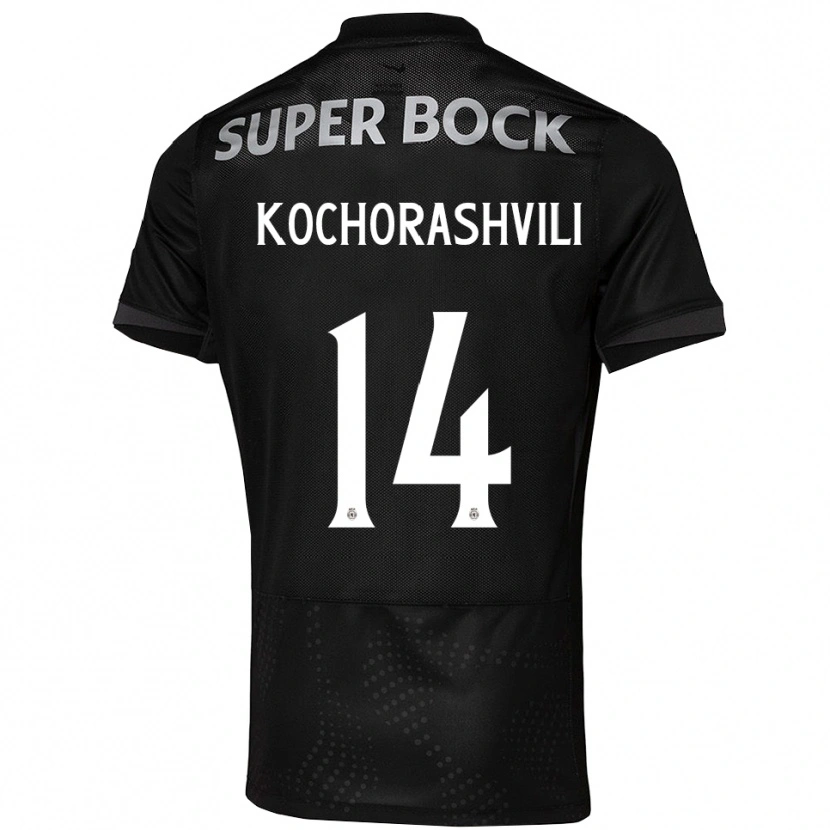 Danxen Homme Maillot Giorgi Kochorashvili #14 Noir Blanc Tenues Extérieur 2025/26 T-Shirt