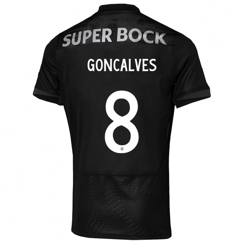 Danxen Homme Maillot Pedro Gonçalves #8 Noir Blanc Tenues Extérieur 2025/26 T-Shirt