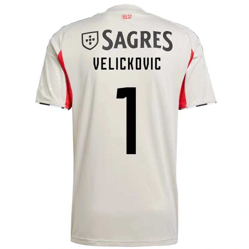 Danxen Homme Maillot Luka Veličković #1 Blanc Cassé Rouge Tenues Extérieur 2025/26 T-Shirt