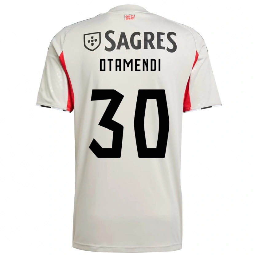 Danxen Homme Maillot Nicolás Otamendi #30 Blanc Cassé Rouge Tenues Extérieur 2025/26 T-Shirt