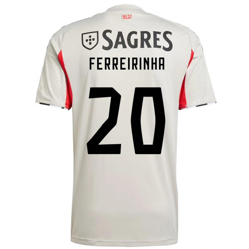 Danxen Homme Maillot Afonso Ferreirinha #20 Blanc Cassé Rouge Tenues Extérieur 2025/26 T-Shirt